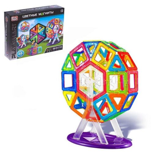 play smart конструктор магнитный цветные магниты 46 деталей Play Smart Конструктор магнитный «Цветные магниты», 46 деталей