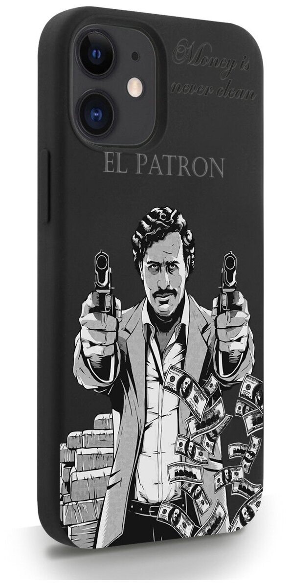 Черный силиконовый чехол MustHaveCase для iPhone 12 Mini El Patron Pablo Escobar/ Пабло Эскобар для Айфон 12 Мини Противоударный