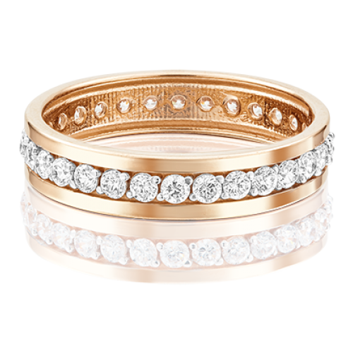 PLATINA jewelry Обручальное кольцо из красного золота с фианитом 01-3270-00-401-1110-24, размер 16