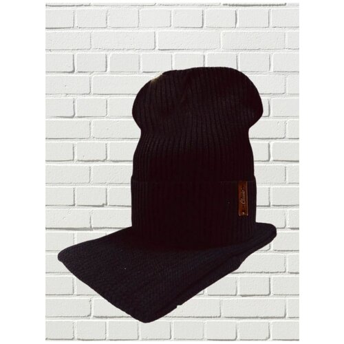 фото Шапка бини и снуд женская с флисом осень зима kolesik style