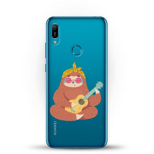 Силиконовый чехол Лама с гитарой на Huawei Y6 (2019) силиконовый чехол лама с гитарой на huawei p smart 2019
