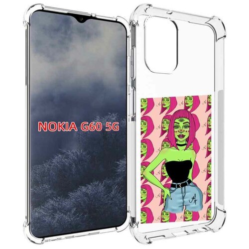 Чехол MyPads зеленая-девушка-с-глазом женский для Nokia G60 5G задняя-панель-накладка-бампер