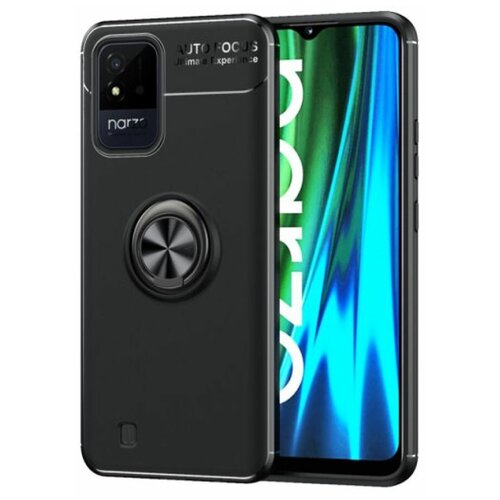 Brodef Revolve Силиконовый чехол с кольцом для Realme Narzo 50i Черный brodef revolve силиконовый чехол с кольцом для realme c30 черный