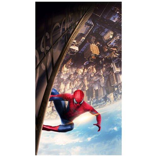 Фотообои Уютная стена Человек-паук скользит по небоскребу 150х270 см Бесшовные Премиум (единым полотном)