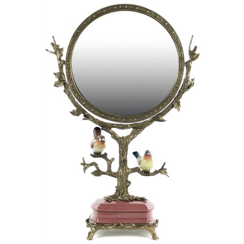 фото Зеркало настольное с птицами 37x14x56см, glasar