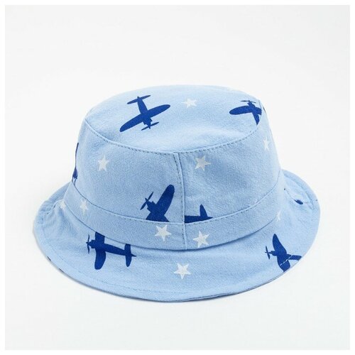 фото Панама детская minaku "самолётики", цвет синий, р-р 48-49