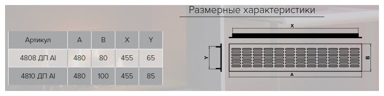 решетка вентиляционная ЭРА переточная 480x100мм алюминий белая - фото №4