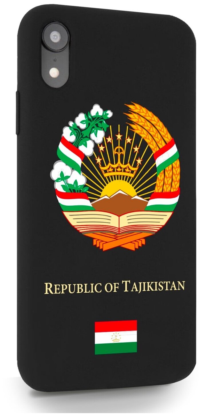 Черный силиконовый чехол SignumCase для iPhone XR Герб Таджикистана для Айфон 10R