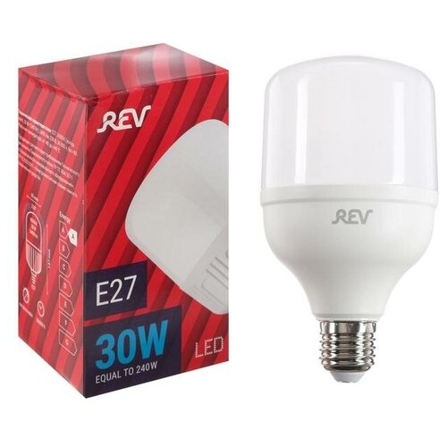 REV Лампа светодиодная REV PowerMax, T100, E27, 30 Вт, 6500 K, холодный свет