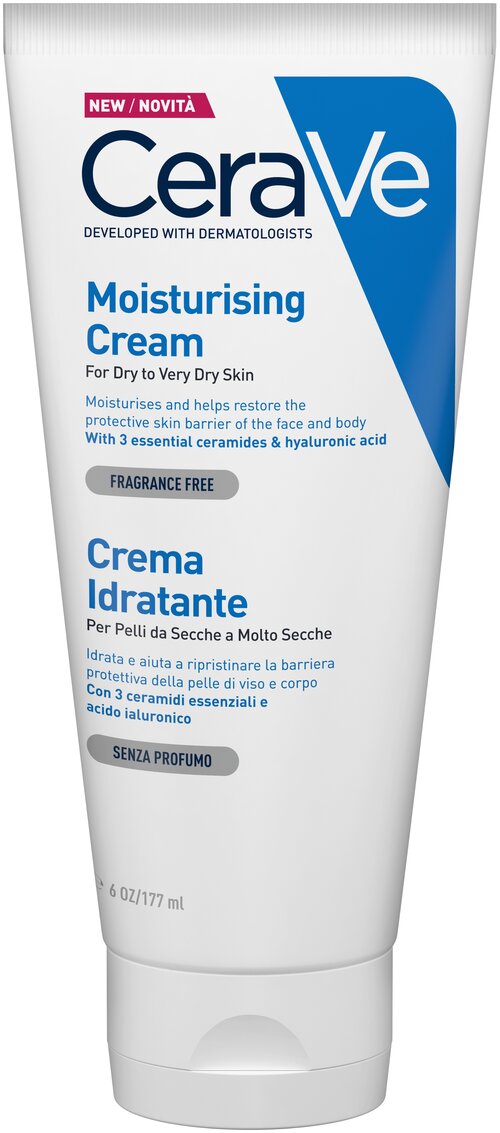 CeraVe Крем для лица и тела Moisturising Cream Увлажняющий для сухой и очень сухой кожи лица и тела, 177 мл