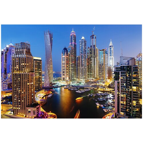 Фотообои Уютная стена Ночной Дубай. ОАЭ 410х270 см Виниловые Бесшовные (единым полотном)