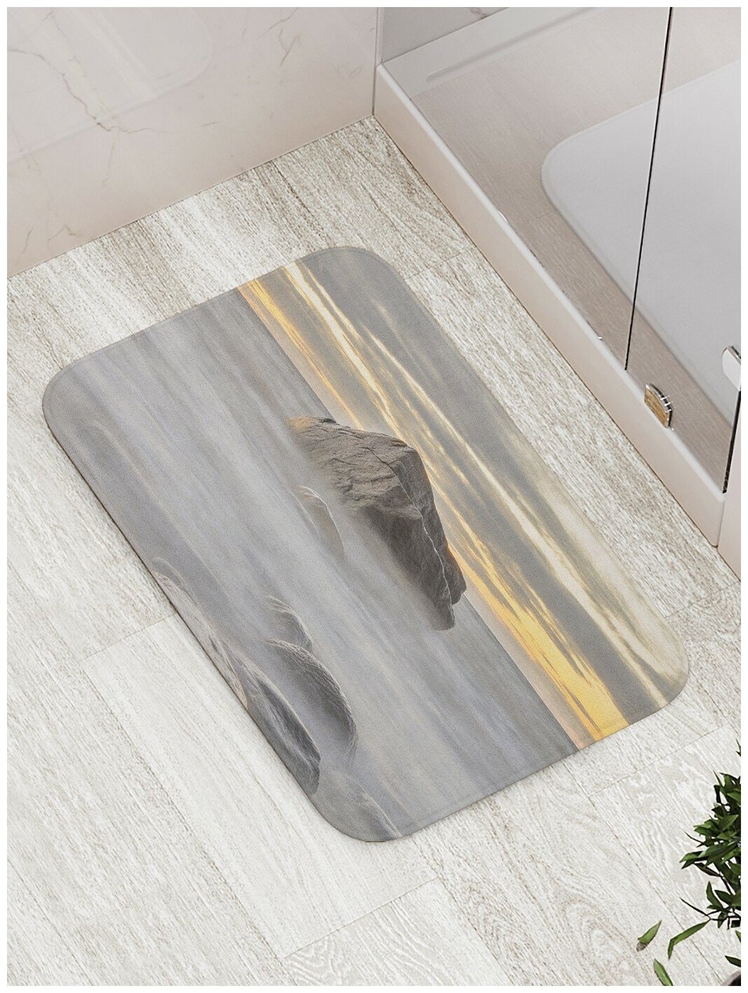 Коврик JoyArty противоскользящий "Туманный валун" для ванной, сауны, бассейна, 77х52 см