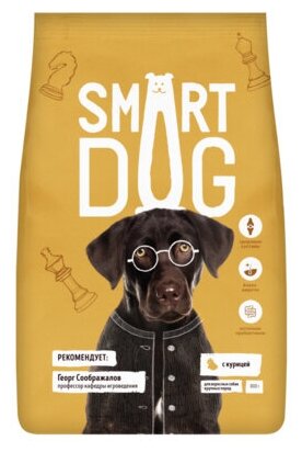 Smart Dog сухой корм Для взрослых собак крупных пород с курицей | , 0,8 кг