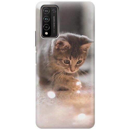 фото Ультратонкий силиконовый чехол-накладка для honor 10x lite с принтом "котенок и свет" gosso