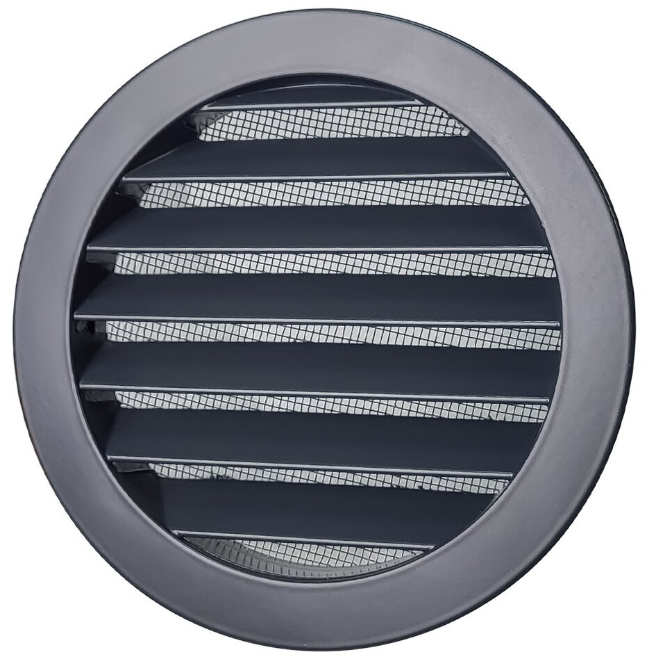 Решетка вентиляционная круглая D160 мм RAL7021 черно-серый матовый - фотография № 1