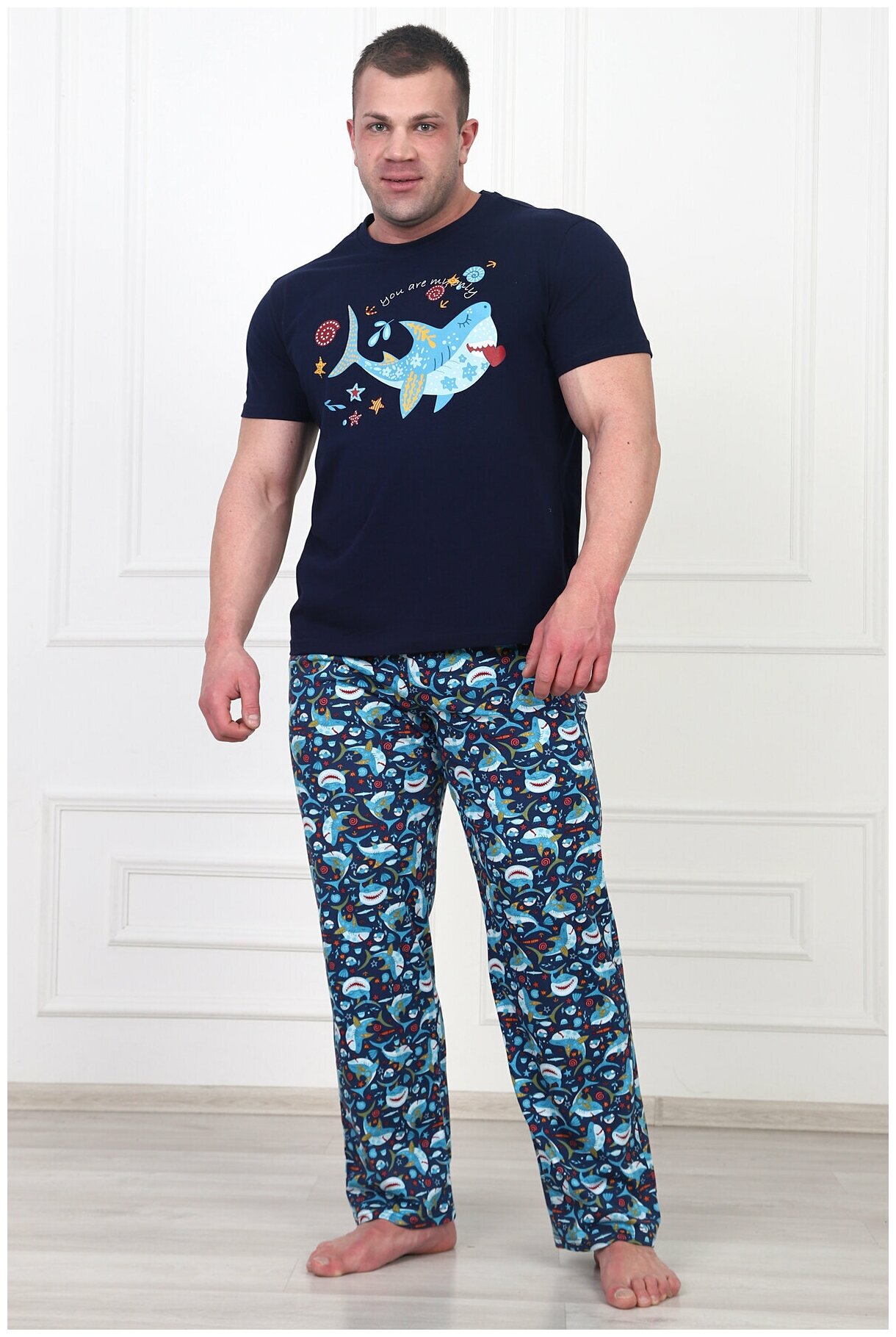 Пижама мужская "Рыбка моя", синий - фотография № 1