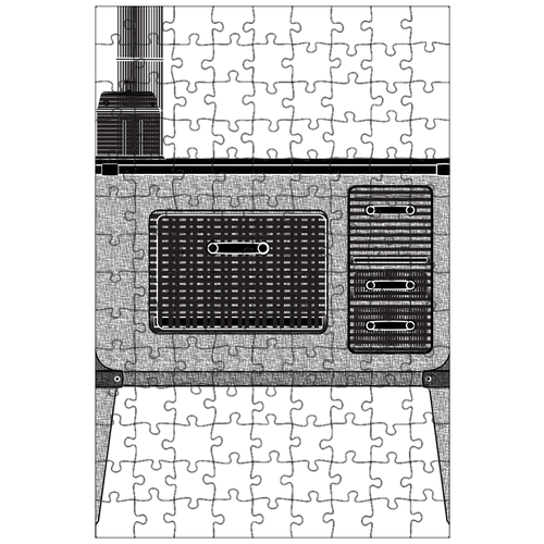 фото Магнитный пазл 27x18см."печь, посуда, штриховая графика" на холодильник lotsprints