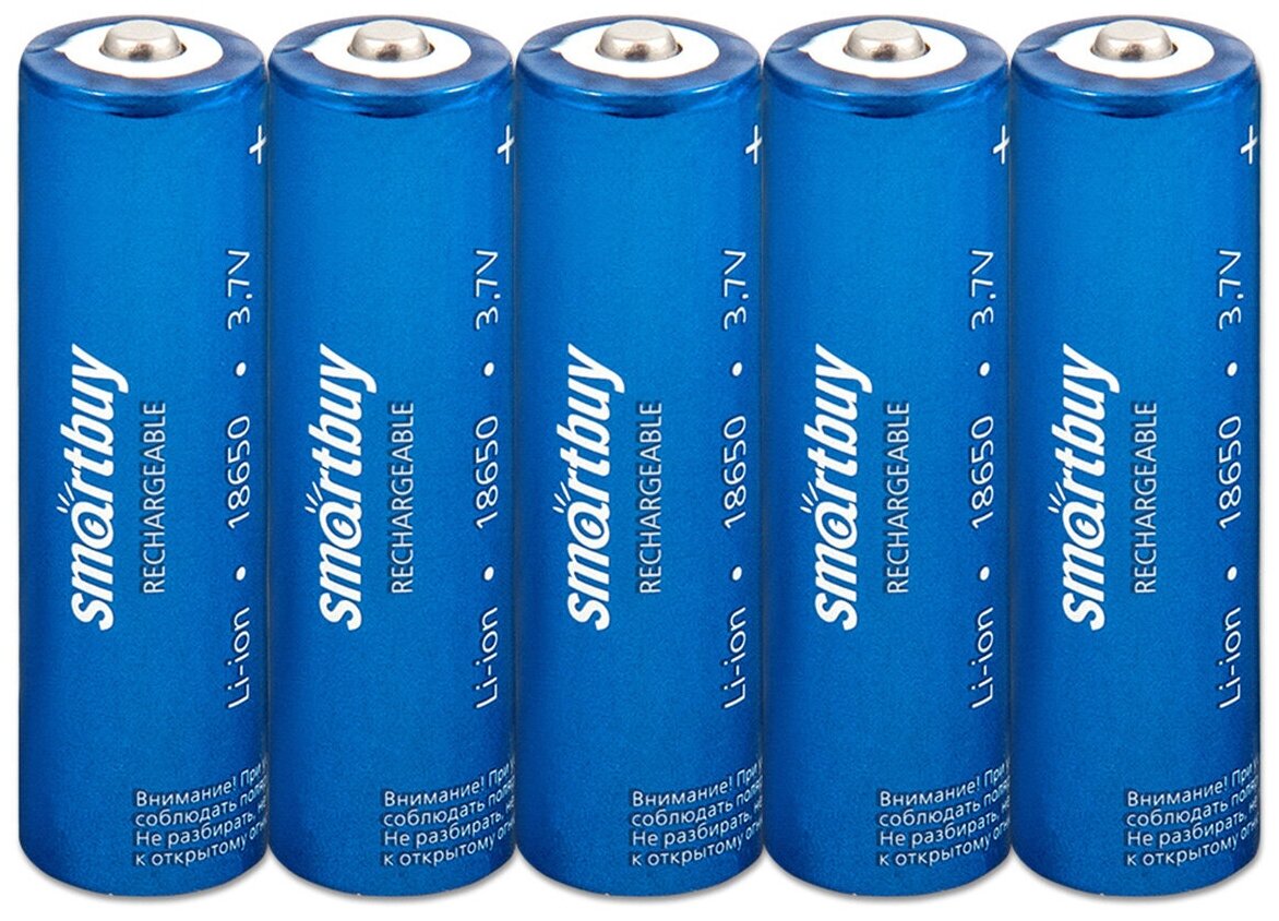 Аккумулятор 18650 2000mAh SmartBuy Li-ion 3.7V, Shrink, без защиты, 5 шт.