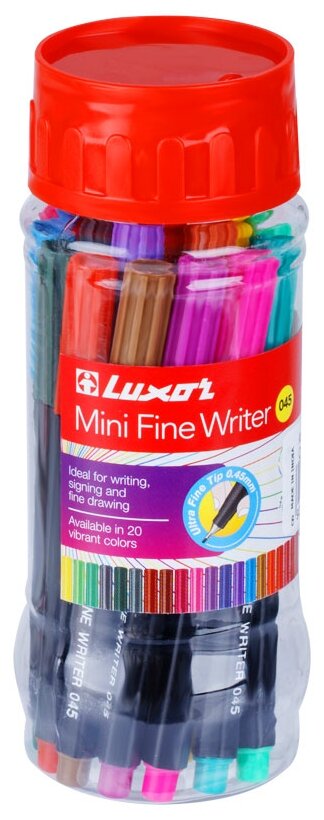 Luxor Набор капиллярных ручек Mini Fine Writer 045, 0.8 мм, 20 цветов 15300M/20JAR, 20 шт.