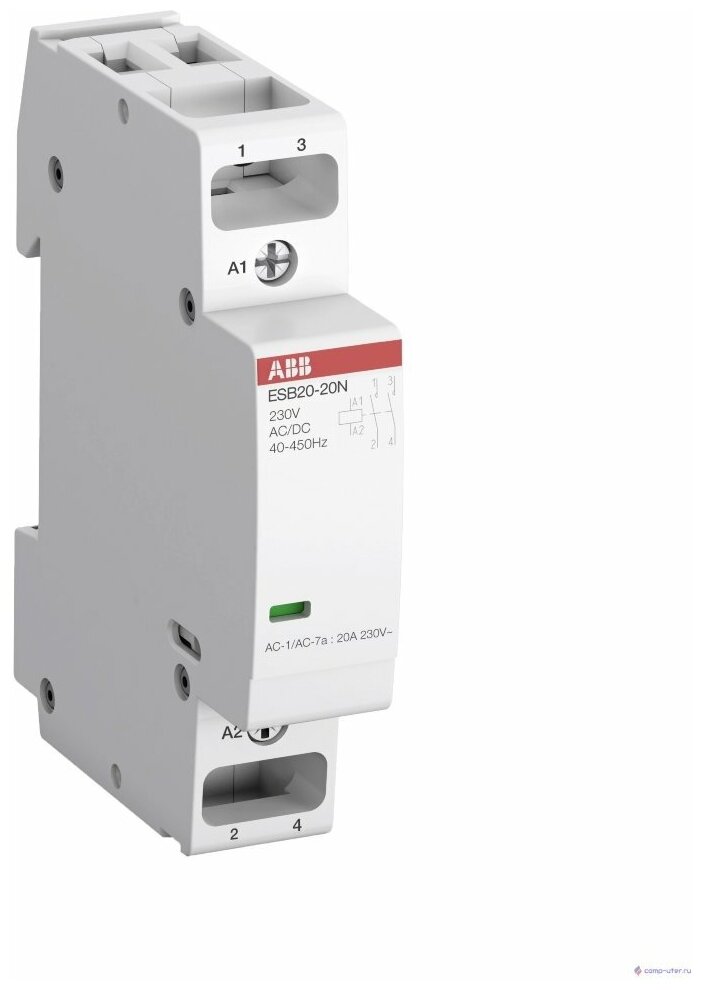 ABB Контактор ESB20-20N-06 модульный 20А Ас-1, 2НО, катушка 230В Ac/dc 1SBE121111R0620 .