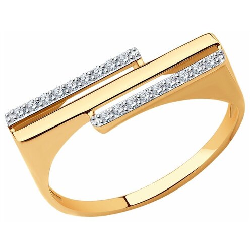Кольцо SOKOLOV, красное золото, 585 проба, фианит, размер 16 бронницкий ювелир кольцо из красного золота r01 d 69001r002 r17 размер 18