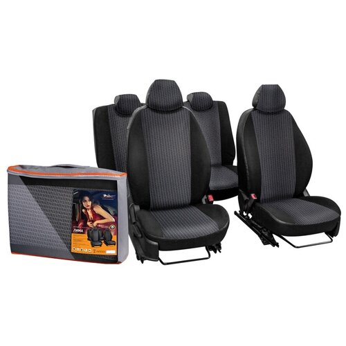 фото Чехлы для volkswagen polo седан (10-14 г(16 "лима", 13 пред задн. спин. 1/3 с молн жаккард- кожзам, черн. airline