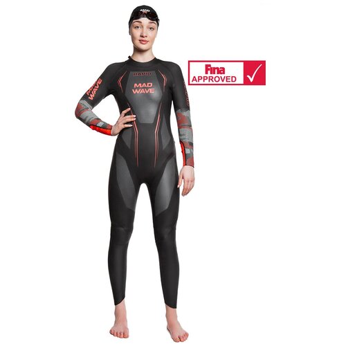 Гидрокостюм женский MadWave WETSUIT RAPID, Цвет - черный/красный; Размер - M; Материал - Неопрен