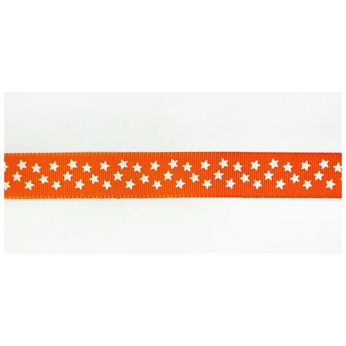 Лента репсовая SAFISA рисунок звездочки, 15 мм, 15 м, цвет 61, оранжевый