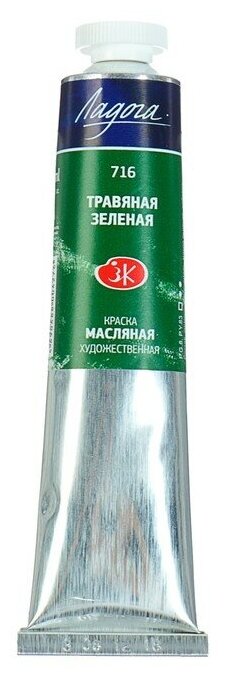 Краска масляная художественная «Ладога», 46 мл, травяная зелёная, в тубе № 10