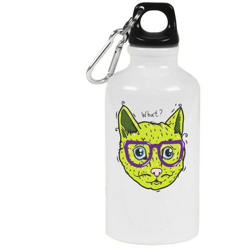 Бутылка с карабином CoolPodarok Прикол. Зеленый кот What? бутылка с карабином coolpodarok прикол зеленый кот