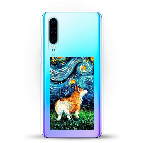 фото Силиконовый чехол корги ван гога на huawei p30 andy & paul