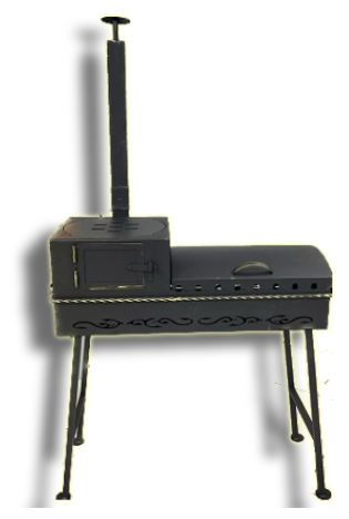 Мангал-барбекю 85х33 с печью и крышкой, сталь 3 мм, съемные ножки - фотография № 2