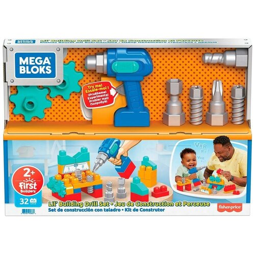 фото Mattel mega bloks набор строителя с дрелью gxk36