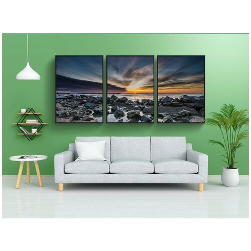 фото Набор модулных постеров для интерьера "вода, песок, пляж" 60x90 см. в тубусе, без рамки lotsprints