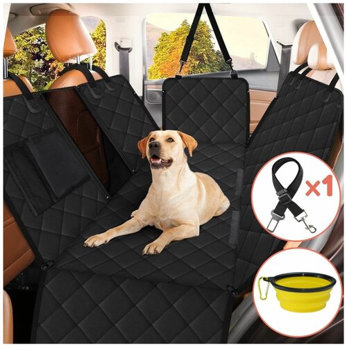 Автогамак на заднее сиденье автомобиля для перевозки животных, 137х147см, черный.