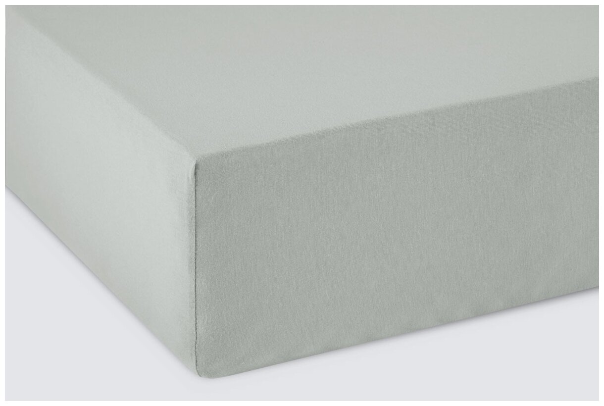 Простынь на резинке трикотажная Ecotex, трикотажное полотно (хлопок 100%), 90x200x20, серый - фотография № 8