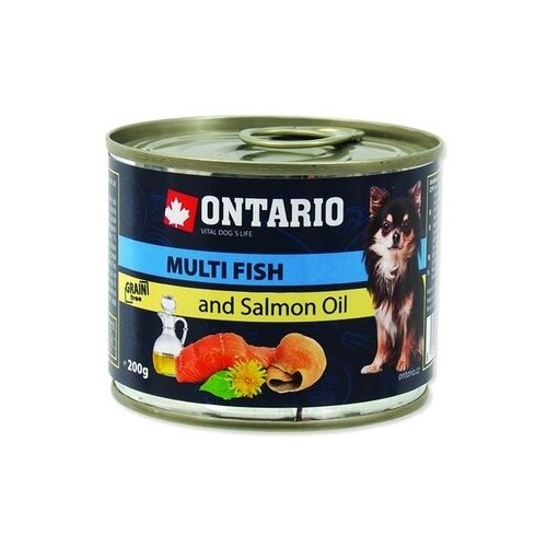 Ontario Консервы для собак: рыбное ассорти (ONTARIO Mini - Multi Fish and Salmon oil 200g) 214-2021, 0,200 кг (18 шт)