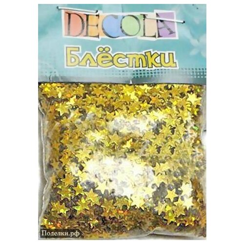 Блестки декоративные звезды Decola W041-205-4 золото майя радужное 4 мм 20 г, цена за 1 шт.