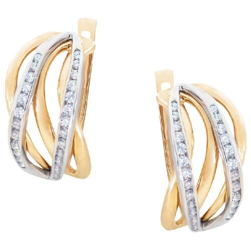 Серьги РОСТЗОЛОТО, красное золото, 585 проба, фианит, красный, золотой