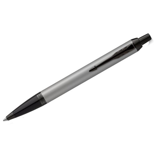 Ручка шариковая Parker IM Achromatic Grey BT корпус из нержавеющей стали, серый матовый, синие черни .