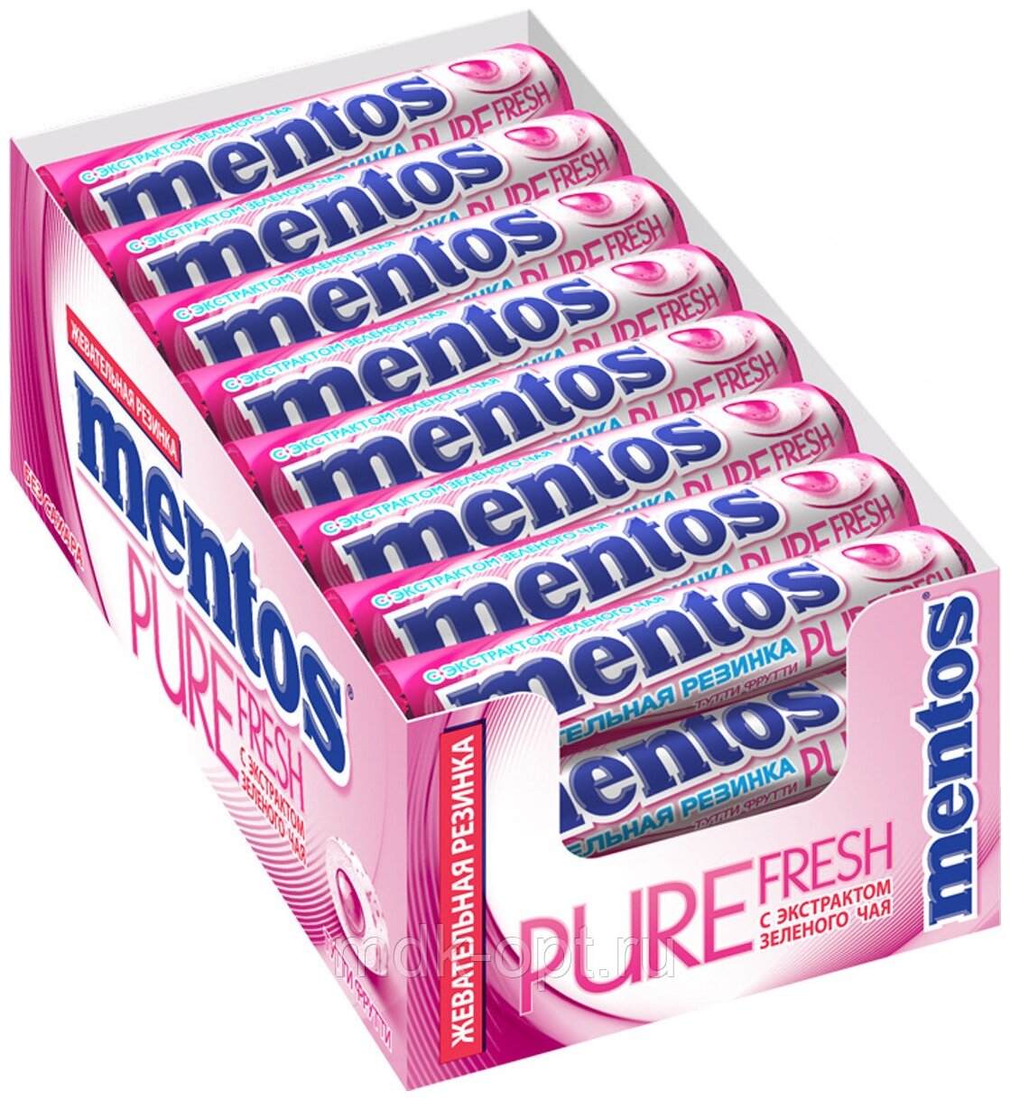 Жевательная резинка Mentos Pure Fresh вкус Тутти-Фрутти, 24 шт по 15,5 г