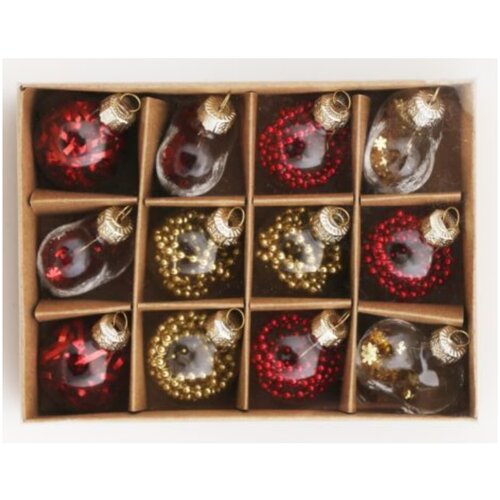 фото Набор ёлочных шаров теплый, 12 шт, 10x3.7x13.8 стекло золотой отсутвует