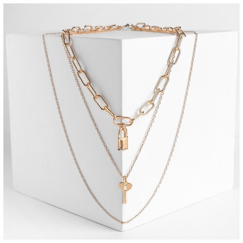 фото Кулон "цепь" ключ с замком, цвет золото, 64 см newstore
