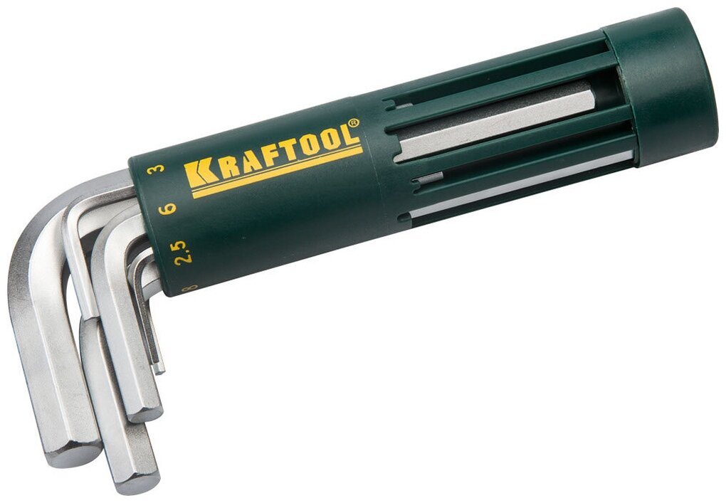 фото Kraftool Набор Kraftool: Ключи имбусовые короткие, Cr-Mo сталь, держатель-рукоятка, HEX 2-10мм, 8 пред 27430-1_z01