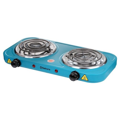Плитка электрическая Sakura ПЭ-03 2000 Вт 2 конфорки d14 мм спираль бирюзовая 213500₽