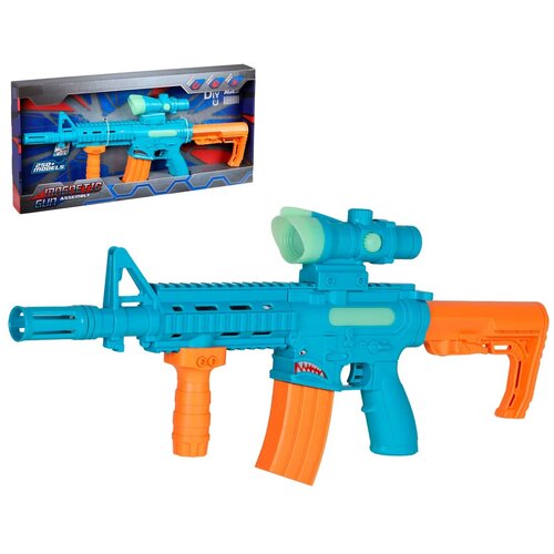 Игрушечное оружие-конструктор на магнитах , со звуком и светом на батарейках, игрушка для детей, игрушка для мальчиков, цвет голубой