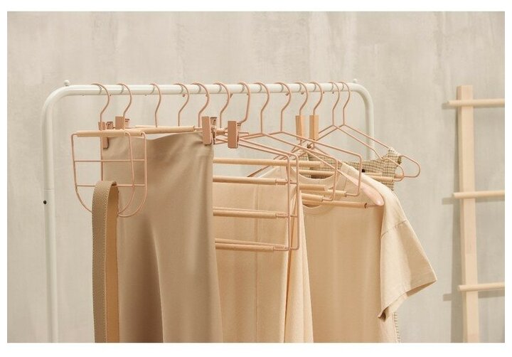 Вешалка для брюк и юбок SAVANNA Wood, 2 перекладины, 36×21,5×1,1 см, цвет розовый - фотография № 2