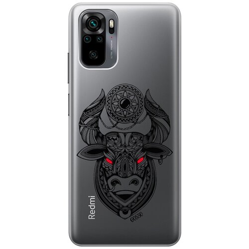 фото Ультратонкий силиконовый чехол-накладка transparent для xiaomi redmi note 10 с 3d принтом "grand bull" gosso