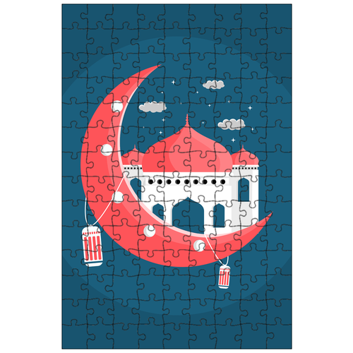 фото Магнитный пазл 27x18см."фон, фонарь, мечеть" на холодильник lotsprints