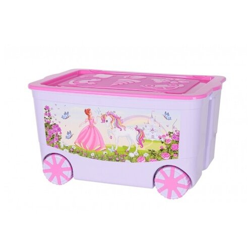 фото Ящик для игрушек на колесах kidsbox, лавандовый/розовый, elfplast